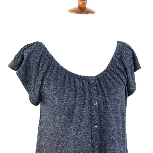 Lucky Brand Blue Button Front Flutter Sleeve Top - Picture 2 of 8